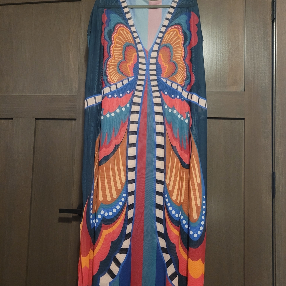 SHEIN Butterfly Maxi Swim Cover Up